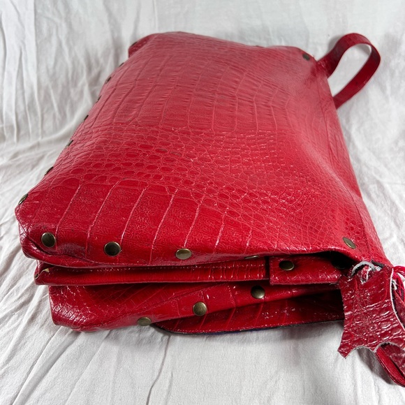 Caggiano Vintage Red Leather Briefcase Messenger Bag - Picture 4 of 14